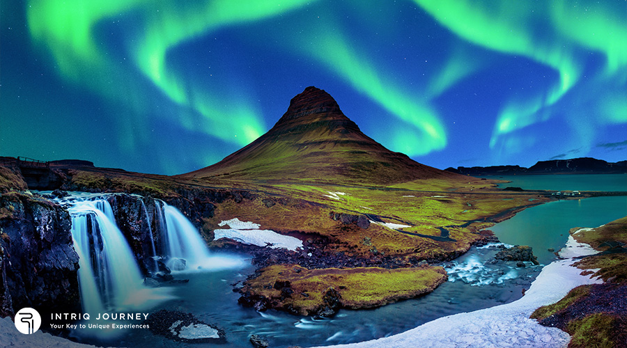 The northern lights in Iceland during winter