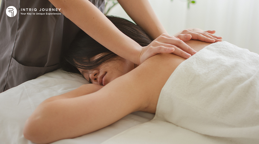 A woman receiving a massage