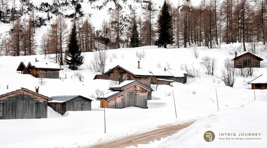 Dolomites Italy covered in snow